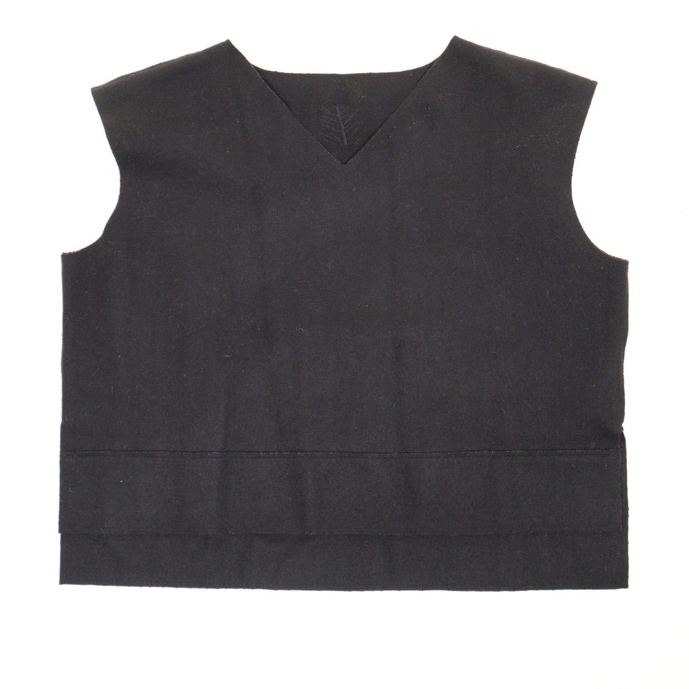 Burel Felt Vest Portugal V Neck Minimalist Traditional Black Wool Blend Men L